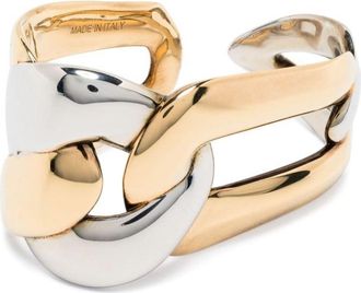 Alexander McQueen Double Chain ring - women - Brass/Gold Plated Brass - L