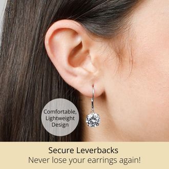 MAX + STONE 14k Yellow or White Gold Leverback Cubic Zirconia Dangle Earrings 5mm to 10mm