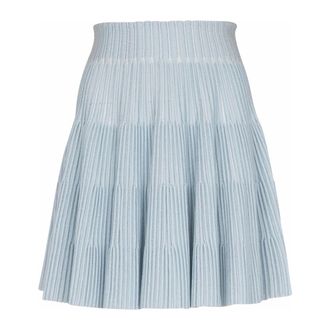 Balmain Short Skirts, female, Blue, Size: XS A-line textured knit skirt