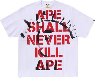 A Bathing Ape Spray Print College Relaxed Fit T-Shirt White 1L30-110-329-GRY