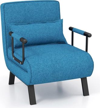 Costway Costway - Sof&aacute; Cama Convertible, Silla De Dormir Individual Tri-fold Con Respaldo Ajustable De 6 Posiciones, Coj&iacute;n Desmontable Y Asiento Tapizado, Est