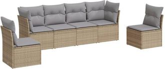 vidaXL Juego De Sof&aacute;s Jard&iacute;n Con Cojines 6 Pzas Rat&aacute;n Sint&eacute;tico Beige Vidaxl