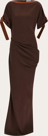 Ferragamo Women Long viscose dress Brown