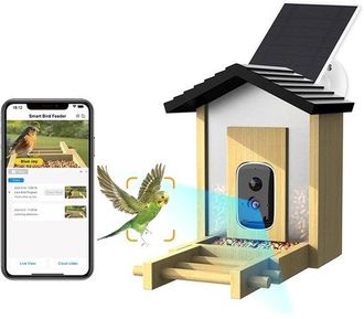 No Brand Mangiatoia Per Uccelli Con Telecamera E Pannello Solare - Connessione Live Allapp - Qualit&agrave; Delle Immagini Hd - Resistente Alle Intemperie - Per Giard