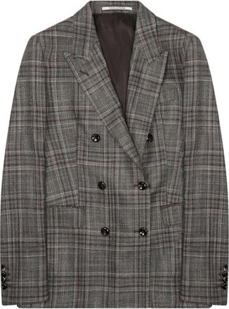 Tagliatore Parigi Plaid Double-Breasted Virgin Wool-Blend Blazer