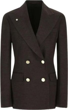 L.B.M. 1911 L.b.m. 1911 - Dubbelrijige Jersey Blazer - Dames - Jassen - Bruin - Maat: S Jersey