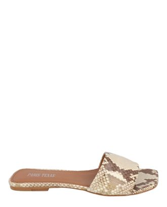 PARIS TEXAS Sanremo Python Embossed Flat Sandals