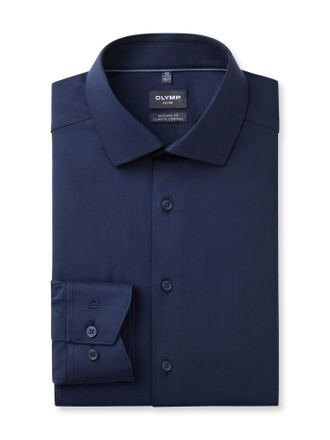 Olymp Businesshemd OLYMP Luxor 24/Seven modern fit, Herren, Gr. 37, N-Gr, blau (marine), Web, Obermaterial: 64% Baumwolle, 27% Polyester, 9% Elasthan, Hemde