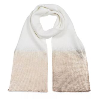 Jocelyn Women Ombre Metallic Knit Scarf In Ivory Gold