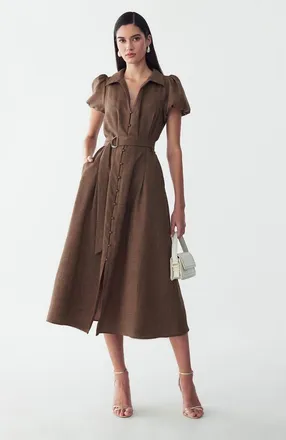 Willa Eliza Midi Dress in Chocolate at Nordstrom, Size 4