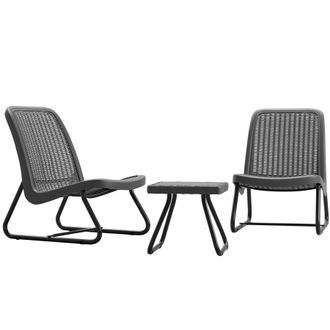 TecTake Table & Chairs Modica in Grey | Size: 2 Seater
