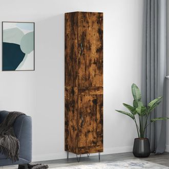 vidaXL Vidaxl - Aparador De Madera Contrachapada Roble Ahumado 34,5x34x180 Cm