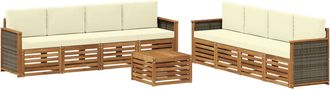 vidaXL Conjunto De Sof&aacute;s De Exterior 9 Uds. Natural Y Crema Vidaxl