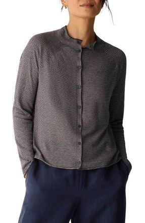 Eileen Fisher Organic Linen & Organic Cotton Cardigan in Ink at Nordstrom, Size Xx-Small