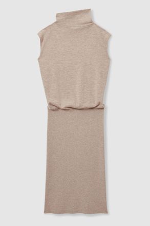 Reiss Womens Grey Wool Knitted Blouson Top Midi Dress, Size: S