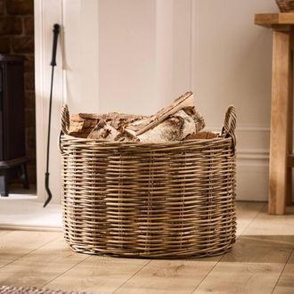 Dibor Traditional Natural Large Azara Oval Log Basket H39 x L56 x W45cm | Size: Small