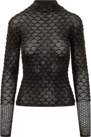 Lanvin Pullover met hoge hals - Dames - Coltruien - Zwart - M - Truien & Vesten