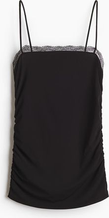 H&M Lace-trimmed Strappy Top in Black at Nordstrom, Size X-Large