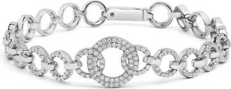 House of Brilliance 925 Sterling Silver 1.00 Cttw Diamond Interlinking Open Circle Link Bracelet