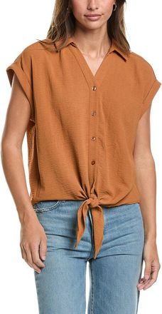 Adrianna Papell Dropped Shoulder Button Down Blouse