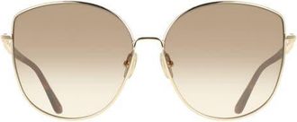 Ferragamo 60mm Gradient Round Sunglasses in Gold/brown Ochre Gradient at Nordstrom