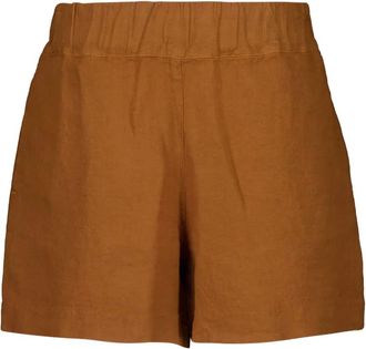 120% Lino Shorts in lino con vita elasticizzata - Marrone