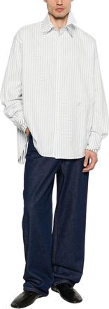 Jacquemus White Oversized Striped Casual Shirt