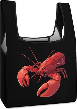 Generic Lobster Print Shopping Bag Reusable Grocery Tote Bag Foldable Handbag for Travel Picnic