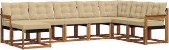 vidaXL Conjunto De Sof&aacute;s De Exterior 8 Uds. Natural Y Beige Vidaxl