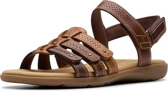 Clarks Womens Elizabelle Kay Flat Sandal, Brown Multi Leather, 6 UK Wide