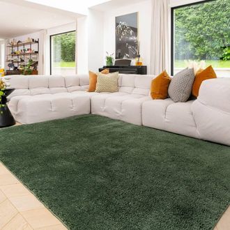 Kukoon Washable Machine Shaggy Rug in Green | Size: 160 cm x 230 cm