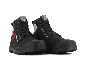 Palladium Schn&uuml;rboots PALLADIUM STRANGER THINGS X PAMPA HELLFIRE, Herren, Gr. 42, schwarz (all schwarz), Textil, Schuhe Schn&uuml;rboots, Schn&uuml;rstiefel aus Canvas mi