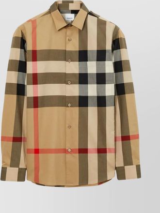Burberry curved hem patterned cotton shirt