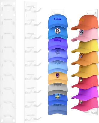 OEM Juego De 2 Soportes Autoadhesivos Para Gorras Con Capacidad Para Hasta 18 Gorras, Sin Necesidad De Taladrar, Para Guardar Gorras De B&eacute;isbol, Para Dorm