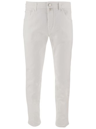 Jacob Cohen White Slim-Fit Five-Pocket Stretch-Denim Jeans