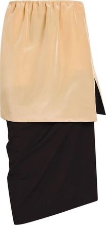 Calvin Klein elastic-waistband slit midi skirt - women - Wool/Silk/Viscose/Polyester - 42 - Neutrals