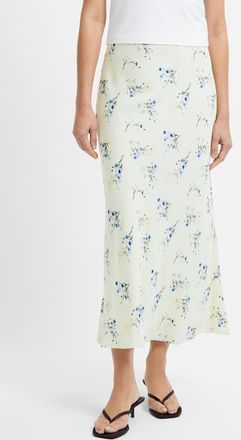 French Connection Harper Fleur Floral Bias Cut Midi Skirt in Cucumber Crush at Nordstrom, Size X-Large