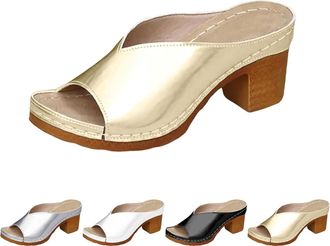 Generic 2026 New Womens Platform Chunky Heels Low Block Heeled Sandal s Classic Casual Slip on Dressy Shoes (4,7.5)