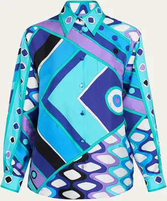 Pucci Vivara-Print Silk Twill Button-Down Shirt