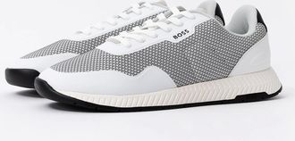 HUGO BOSS Mens BOSS Orange Mens Titanium Runn Mesh Trainers - Natural 101 - White - Size: 11