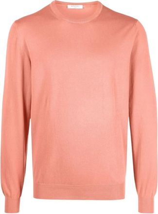 Boglioli Oranje Katoenen Gebreide Trui - Heren - Ronde hals truien - Oranje - XL - Katoen - Truien & Vesten