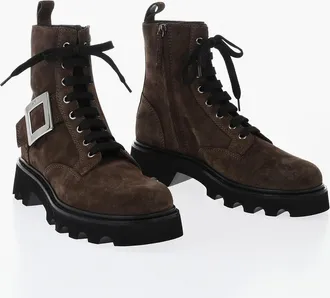 Roger Vivier Anfibi in Suede con Zip Laterale Roger Vivier