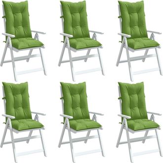 vidaXL Cojines Silla Respaldo Alto 6 Uds Tela Verde Melange 120x50x7cm Vidaxl