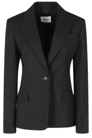 Andamane Black Bianca Flap Pocket Single-Breasted Cotton-Blend Blazer