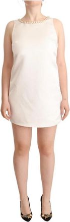 Elisabetta Franchi Mouwel loze Mini-jurk met Versiering - Dames - Korte kleedjes - Wit - S - Polyester - Kleedjes