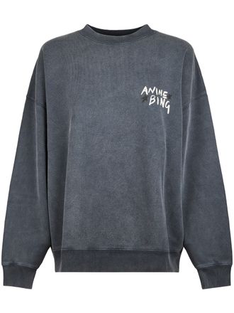 Anine Bing Washed Charcoal Grey Sweatshirt with Graphic Logo