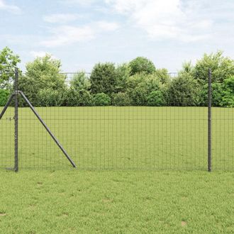Berkfield Home Euro Fence with 13 Posts 1.2x25 m Galvanised Steel Grey in Silver