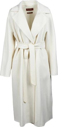 Max Mara Wol Zijde Kasjmier Ceintuurjas - Dames - Jas met riem - Wit - XS - Wol - Jassen