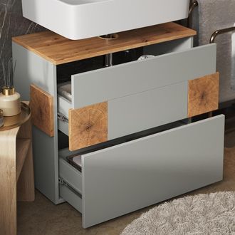 Vicco Mueble Bajo Lavabo Eden, Gris/artisan, 70 X 64.5 Cm Con 2 Cajones, Vicco