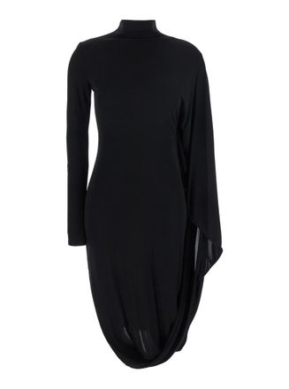 Stella McCartney Black Mock Collar Midi Dress